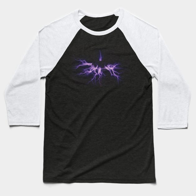 Tesla Coil Lightning Baseball T-Shirt by kipstewart